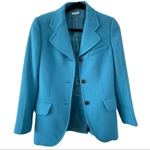 MIU MIU Bright Teal Blue Women's Blazer Size IT 38 // Extra Small - XS.